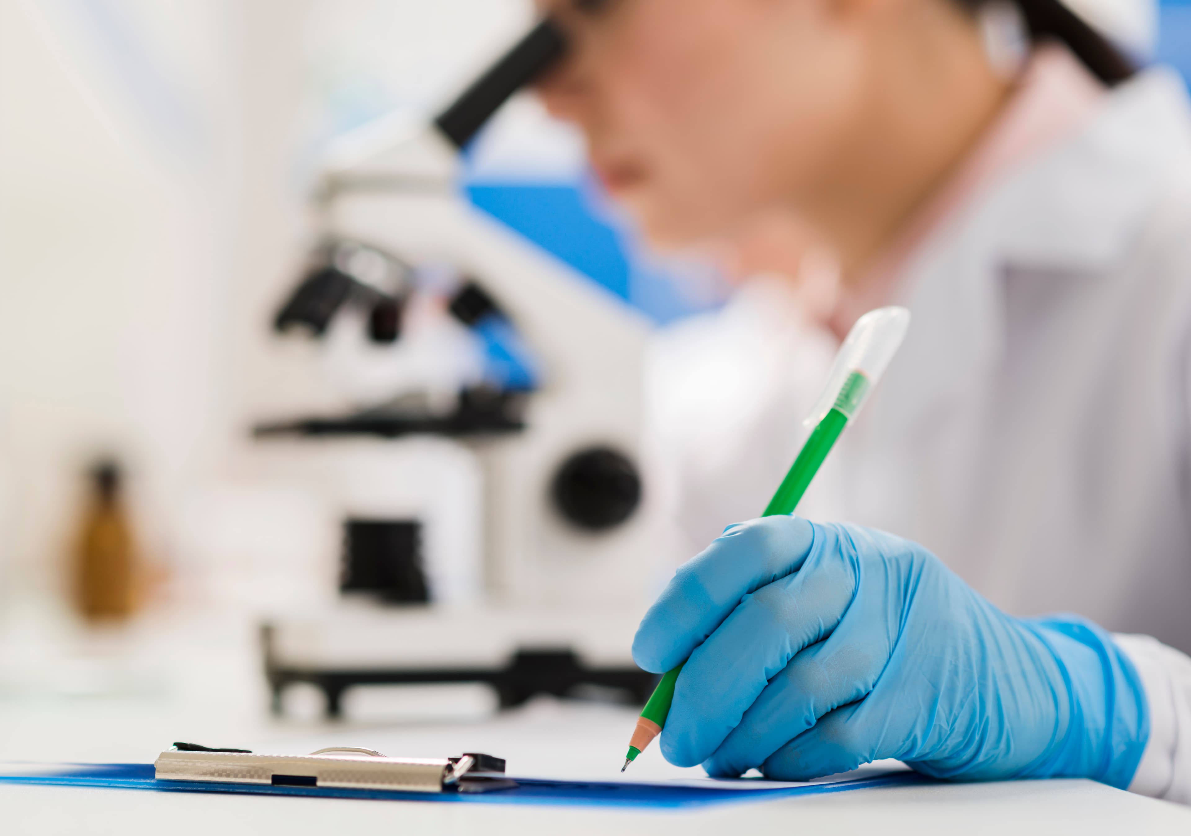 Female scientist working in a medical research laboratory