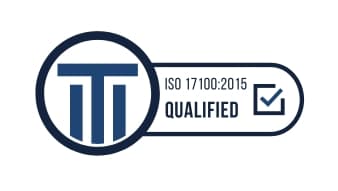 ITI ISO 17100:2015 certification badge for translation quality